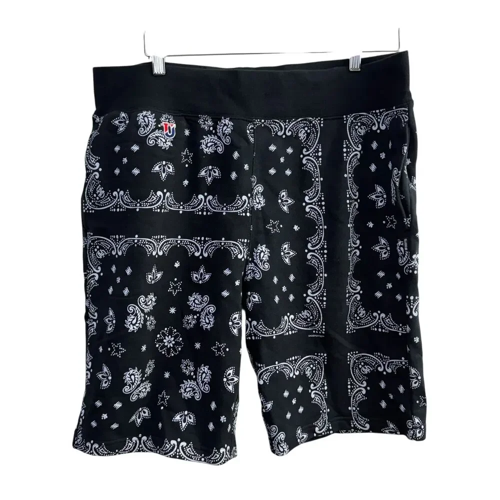 Undefeated Paisley Sweat Shorts Mens Large Black Athleisure Lounge Sports